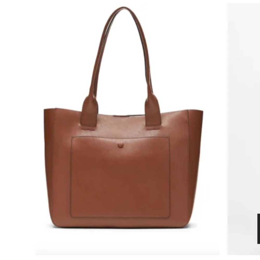 Banana Republic Brown Leather Tote Bag Large Shoulder Bag Work Tote